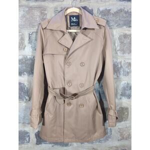 Molin Wearoff & Newfront Trench Coat Unisex‎ Small Tan Belted Double Breasted